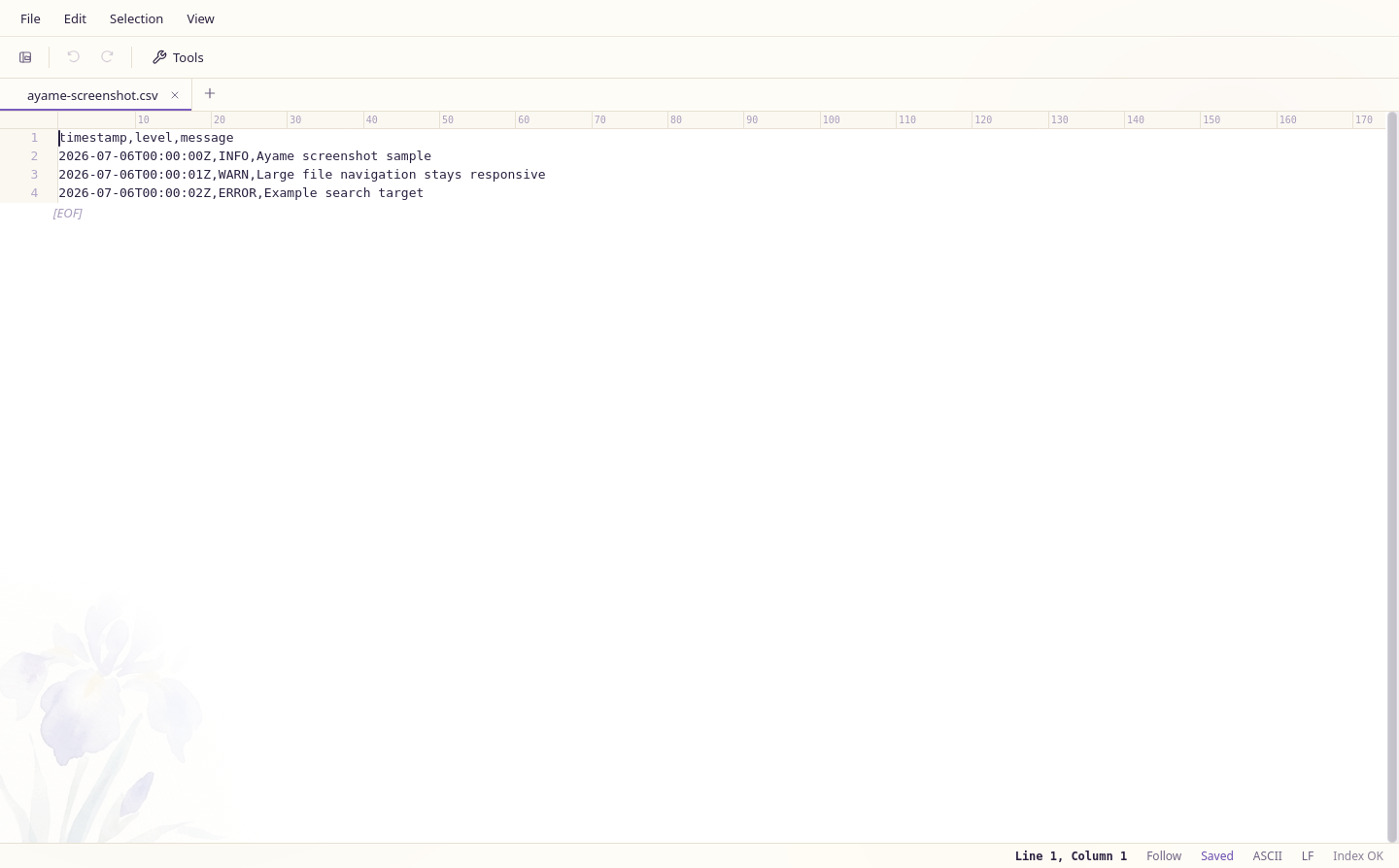 Ayame Editor main window